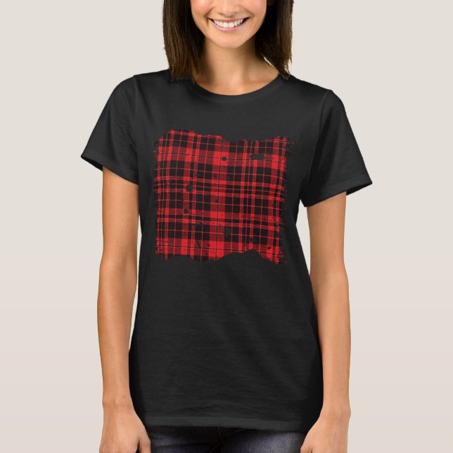 Distressed Plaid Red Patch T-Shirt (Front)