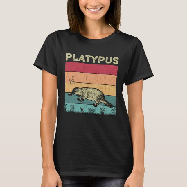 Distressed Platypus Lover Boys Girls Retro Style P T-Shirt (Front)