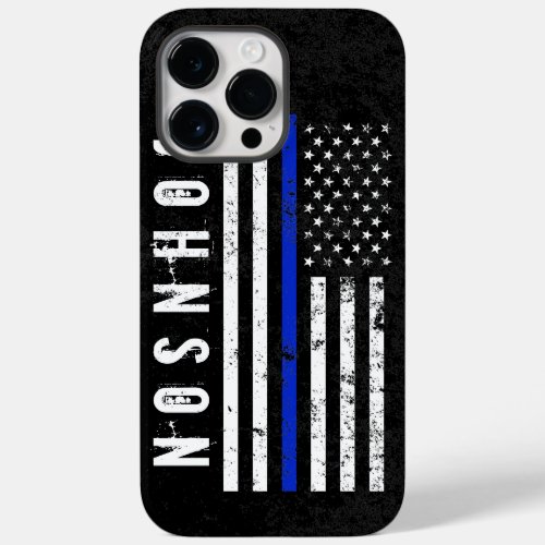 Distressed Police Style American Flag Personalized Case_Mate iPhone 14 Pro Max Case