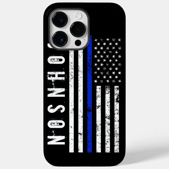 Distressed Police Style American Flag Personalized Case-Mate iPhone Case (Back)