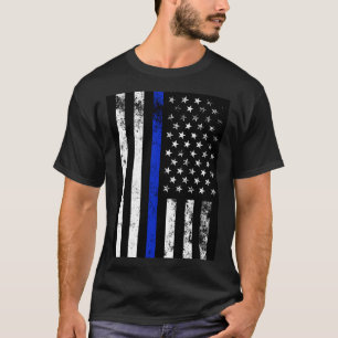 Distressed Police Style American Flag T-Shirt