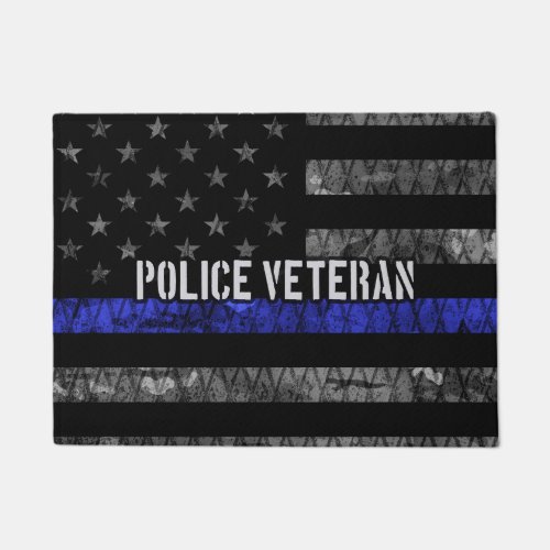 Distressed Police Veteran Police Flag Doormat