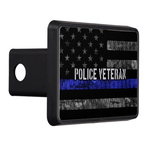 Distressed Police Veteran Police Flag Hitch Cover