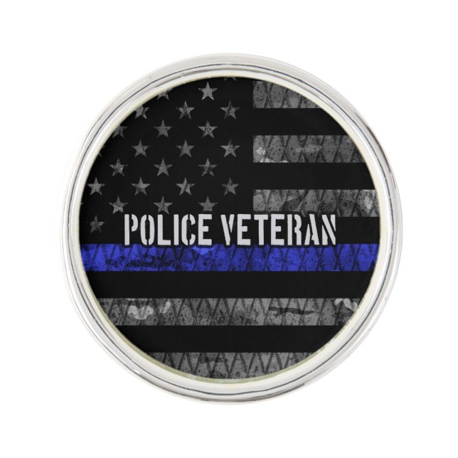Distressed Police Veteran Police Flag Lapel Pin (Front)