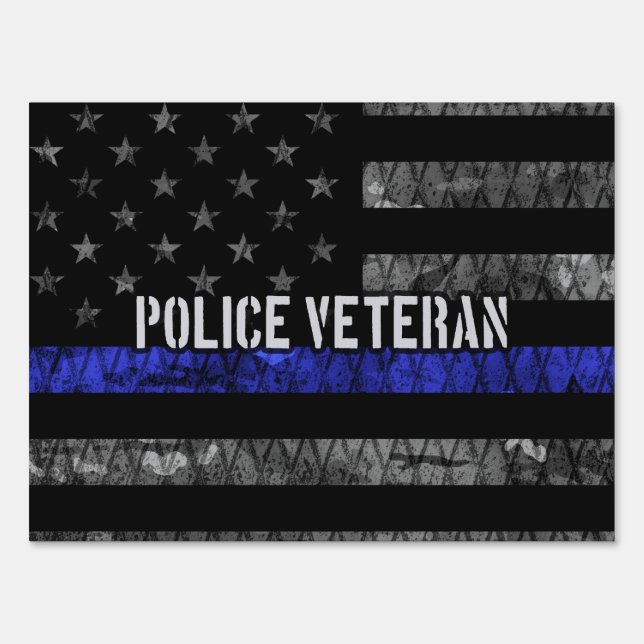 Distressed Police Veteran Police Flag Sign (Front)