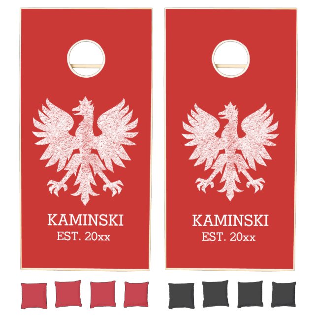 Distressed Polish Falcon Poland Red Cornhole Set (Set)