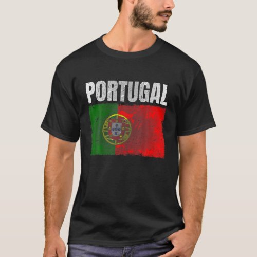 Distressed Portugal Flag Graphic For Men Women Por T_Shirt
