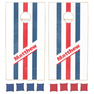 Distressed Postman Nostalgic Pin Striped with Name Cornhole Set