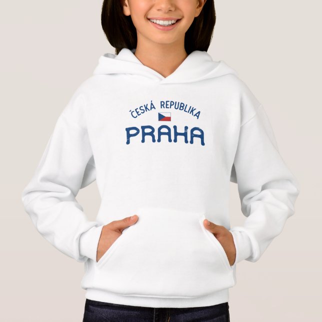 Distressed Prague Czech Republic (Praha) Girls' Hoodie (Front)