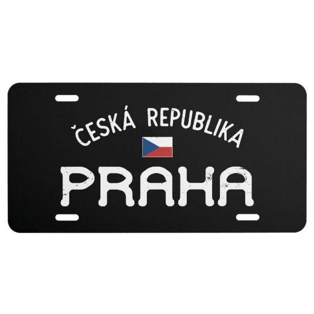 Distressed Prague Czech Republic (Praha) License Plate (Front)