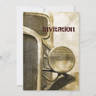 Distressed Primitive Rustic country old farm truck Invitation