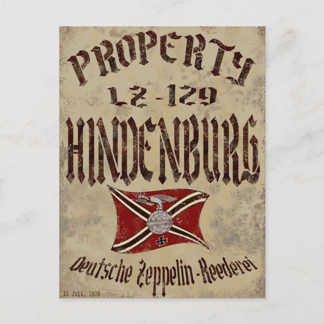 Distressed Property Of Hindenburg Poster Postcard (Front)