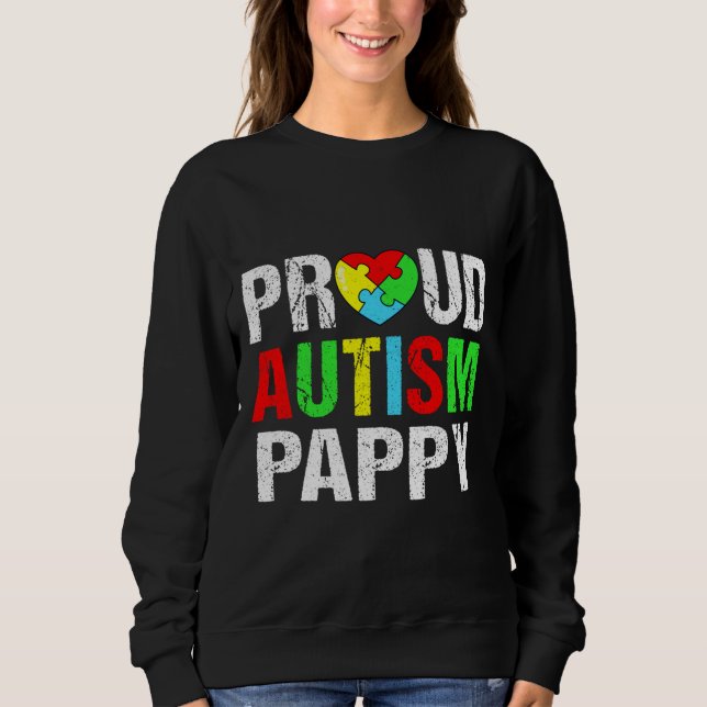 Distressed Proud Autism Pappy Heart Family Matchin Sweatshirt (Front)