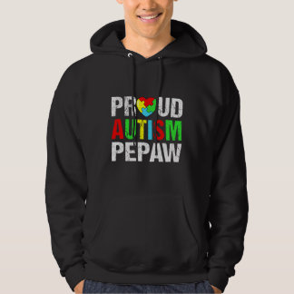 Distressed Proud Autism Pepaw Heart Family Matchin Hoodie