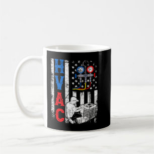 Distressed Proud USA HVAC Tech American Flag HVAC Coffee Mug