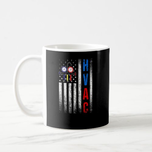 Distressed Proud USA HVAC Tech American Flag HVAC  Coffee Mug