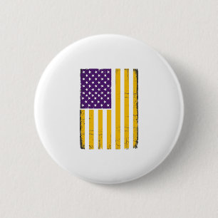 Distressed Purple and Gold American Flag Vector De Button