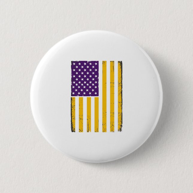 Distressed Purple and Gold American Flag Vector De Button (Front)
