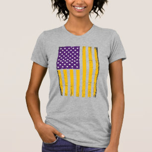 Distressed Purple and Gold American Flag Vector De T-Shirt