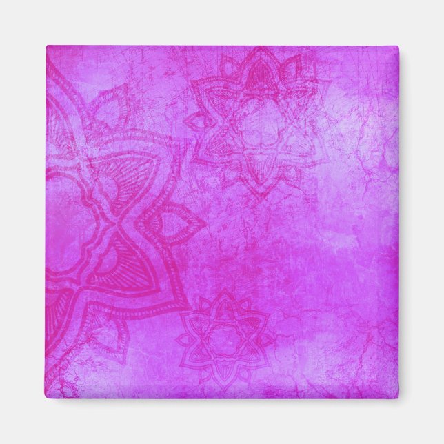 Distressed Purple Mandala Pattern Magnet (Front)