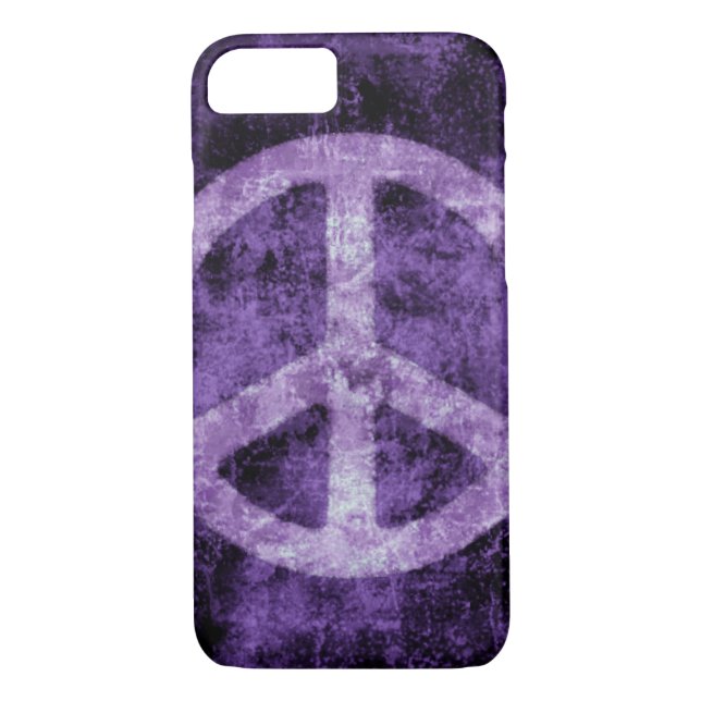 Distressed Purple Peace Sign iPhone 7 case (Back)