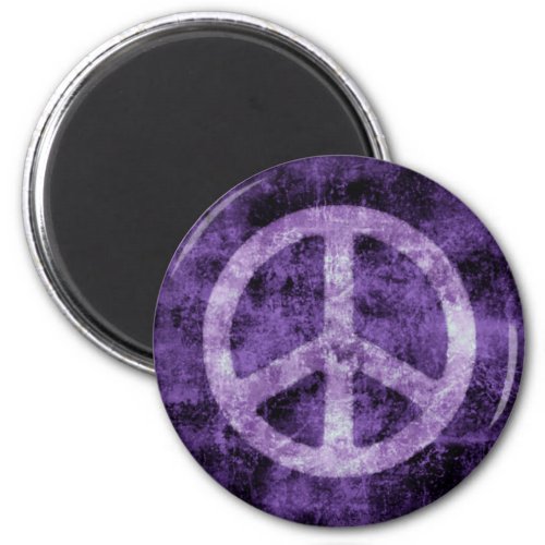 Distressed Purple Peace Sign Magnet