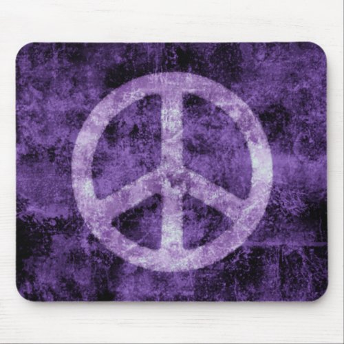 Distressed Purple Peace Sign Mousepad