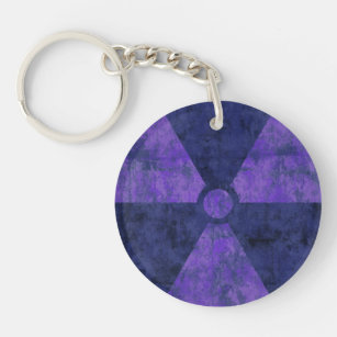 Distressed Purple Radiation Symbol Keychain