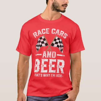 Distressed Race s Beer Thats Why Im Here Checkered T-Shirt