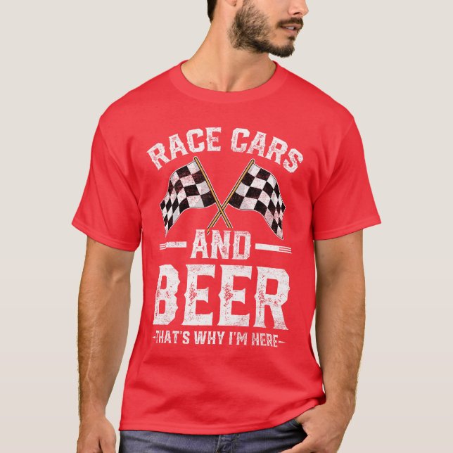 Distressed Race s Beer Thats Why Im Here Checkered T-Shirt (Front)