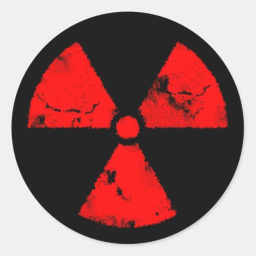 Distressed Radiation Symbol Classic Round Sticker