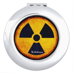 Distressed Radiation Symbol   Compact Mirror