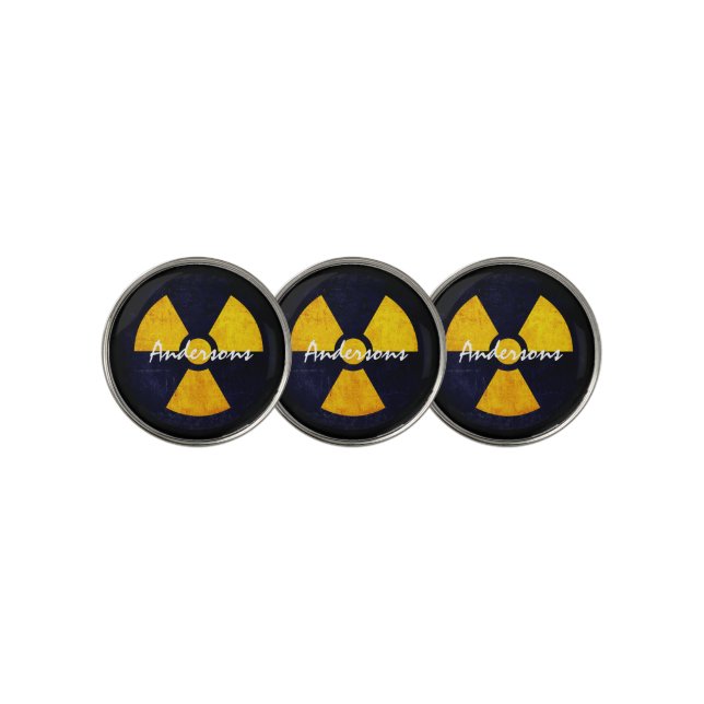 Distressed Radiation Symbol   Golf Ball Marker (3 Up)