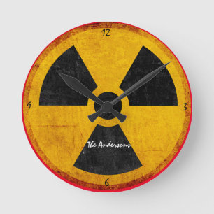 Distressed Radiation Symbol Round Clock