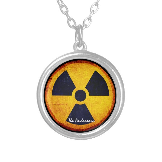Distressed Radiation Symbol    Silver Plated Necklace (Front)