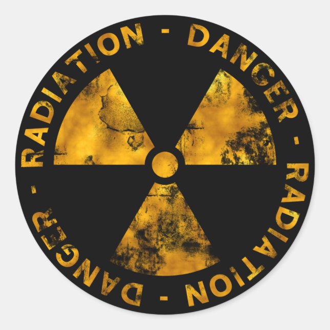 Distressed Radiation Symbol Sticker (Front)