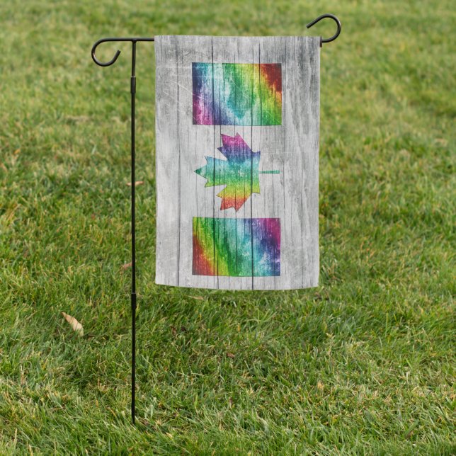 Distressed Rainbow Canada Weatherproof Garden Flag (In SItu)