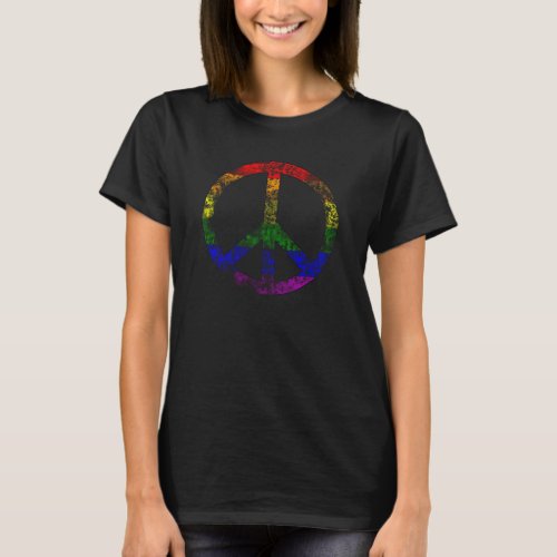 Distressed Rainbow Peace T_Shirt