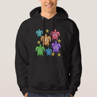 Distressed Rainbow Turtles Dark Hoodies
