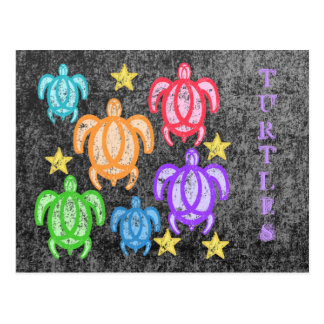 Distressed Rainbow Turtles Postcard