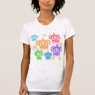 Distressed Rainbow Turtles Women's Shirts