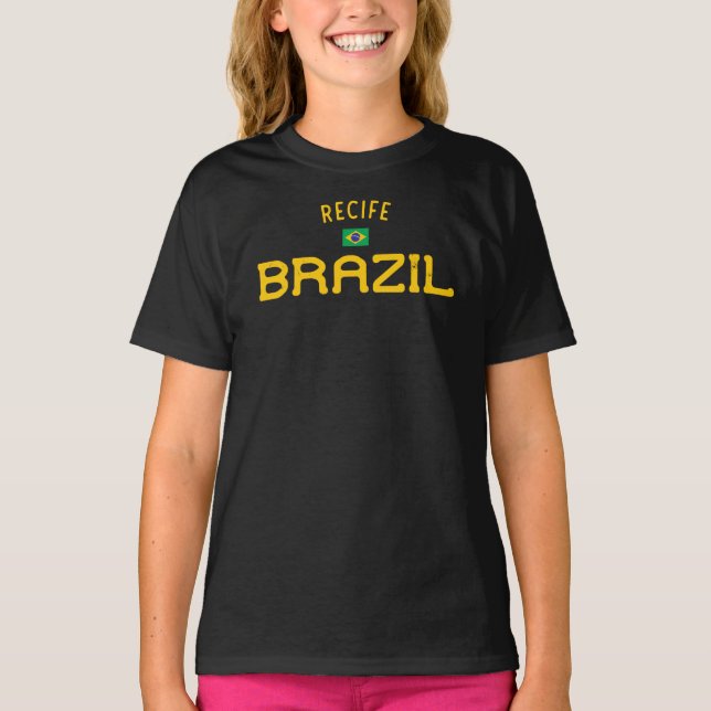 Distressed Recife Brazil Girls' T-Shirt (Front)