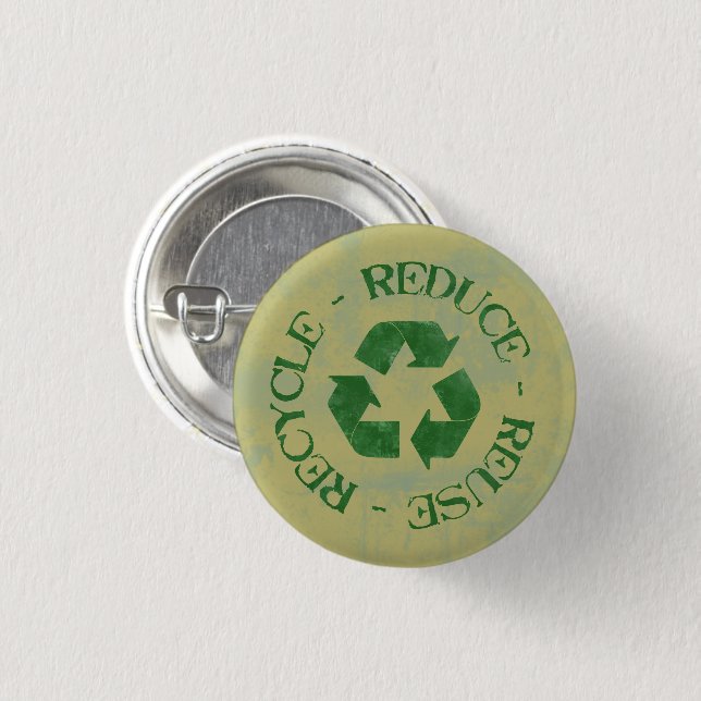 Distressed Recycling Symbol Button (Front & Back)
