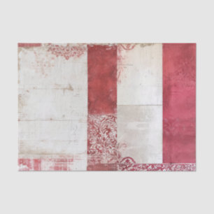 Distressed Red and White Damask Collage Tissue Paper