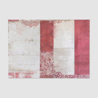 Distressed Red and White Damask Collage Tissue Paper