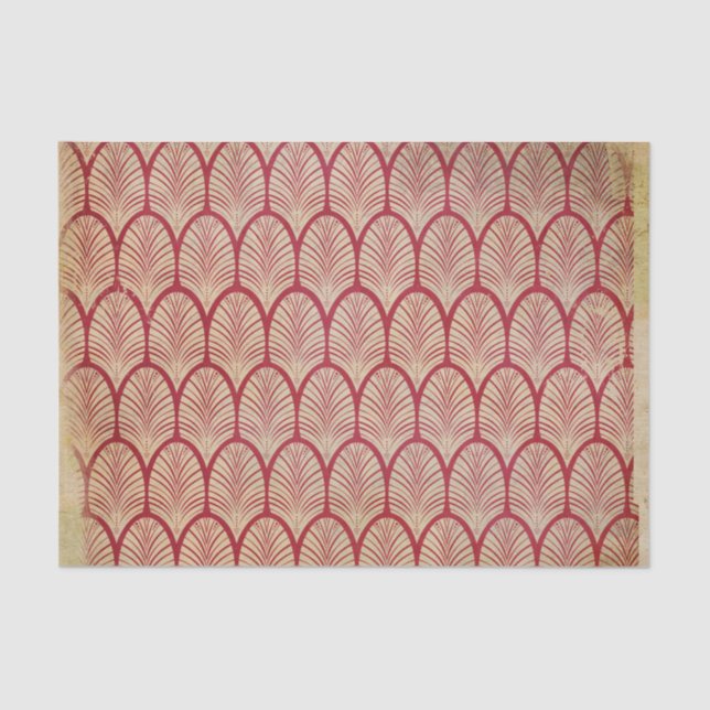 Distressed Red Art Deco Tissue Paper (Front)