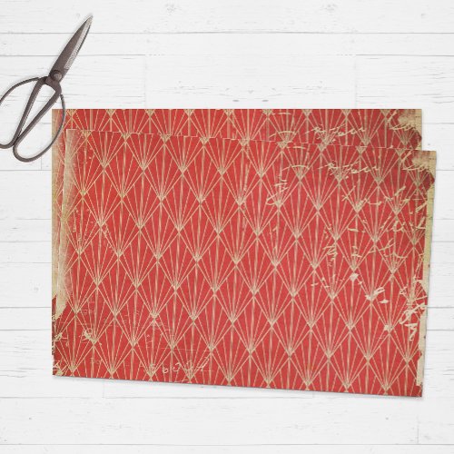 Distressed Red Art Deco Tissue Paper