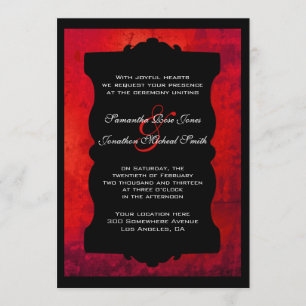 Distressed Red Black Gothic Wedding Invitation