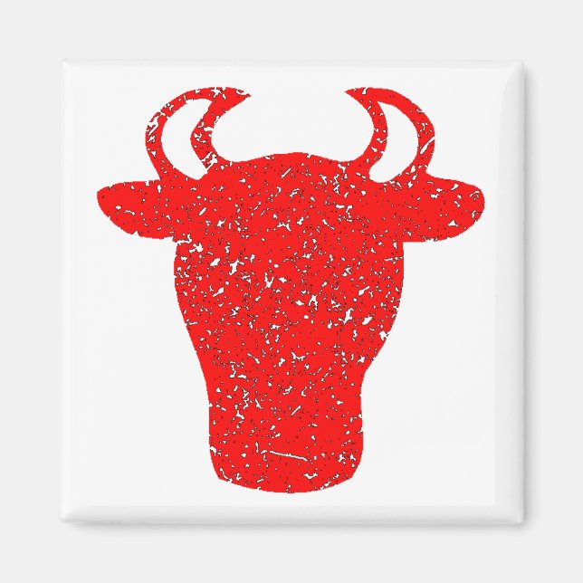 Distressed Red Bull Head Magnet (Front)
