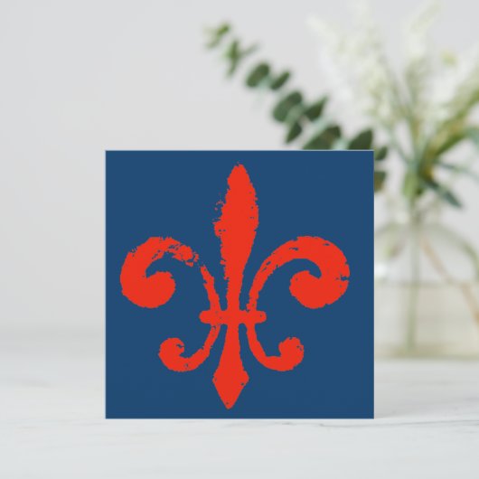 Distressed Red Fleur De Lis (Standing Front)